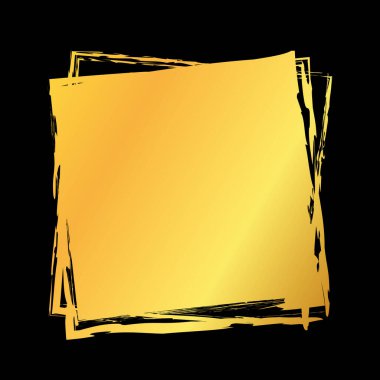 altın renkli vektör fırçası koyu arkaplan üzerine boyanmış mürekkep damgalı pankart çerçevesi