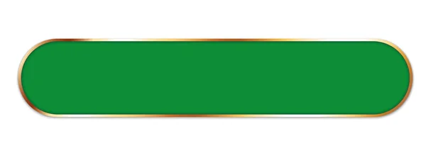 Lungo Banner Nastro Verde Con Cornice Oro Sfondo Bianco — Vettoriale Stock