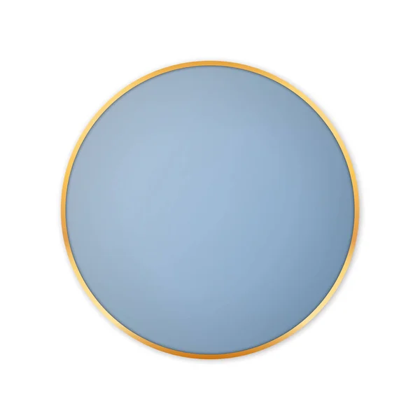 蓝色圆形横幅 白色底色金属金框 — 图库矢量图片