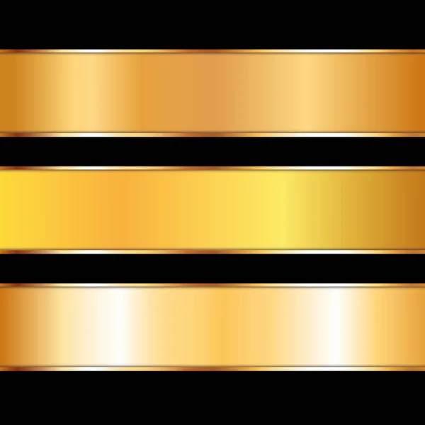 Guldfarvede Bånd Bannere Med Guld Ramme Sort Baggrund – Stock-vektor