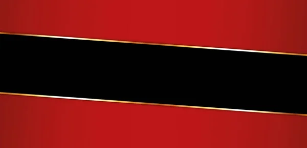 赤い背景に金枠の黒いリボンバナー — ストックベクタ