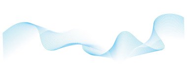 Beyaz arkaplanda soyut vektör mavi dalga melodisi çizgileri