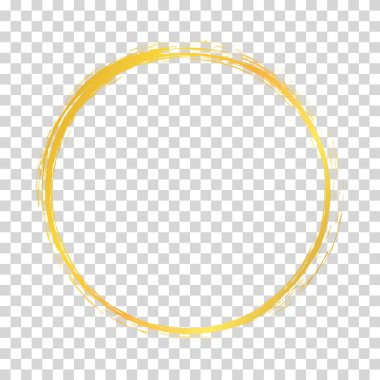 Saydam arkaplanda yuvarlak fırça boyalı mürekkep damgalı pankart çerçevesinin altın renkli çizimi