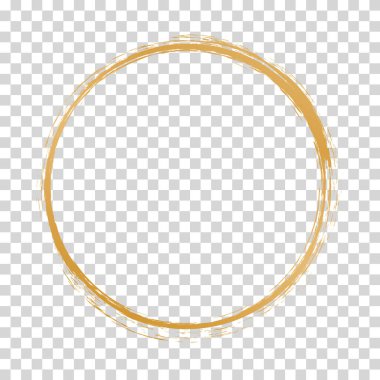 Saydam arkaplanda yuvarlak fırça boyalı mürekkep damgalı pankart çerçevesinin altın renkli çizimi