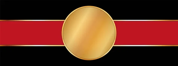 红彩带横幅 圆形横幅 底色金框 — 图库矢量图片