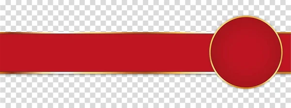Κόκκινο Χρώμα Κορδέλα Πανό Στρογγυλό Πανό Χρυσό Πλαίσιο Διαφανές Φόντο — Διανυσματικό Αρχείο