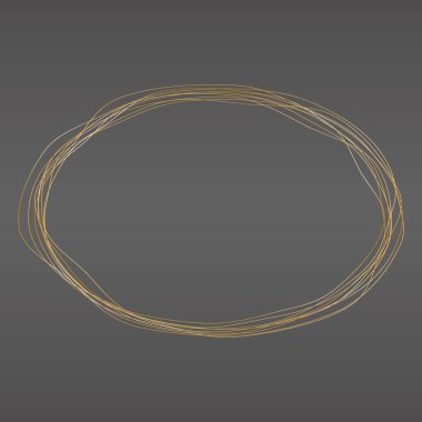 Yuvarlak fırça resimli altın renkli vektör siyah arkaplan üzerindeki mürekkep damgalı pankart çerçevesi