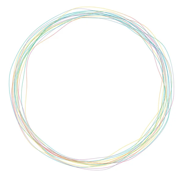 Beyaz arkaplanda yuvarlak fırça boyalı mürekkep damgalı pankart çerçevesinin renkli vektör çizimi