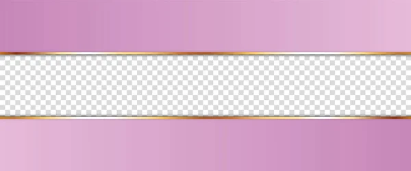 Lang Paars Lint Banner Met Gouden Frame Met Transparante Plaats — Stockvector