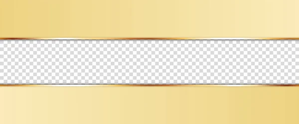 Lang Geel Lint Banner Met Gouden Frame Met Transparante Plaats — Stockvector