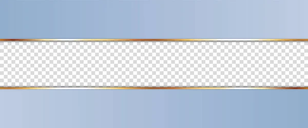 Lång Blå Band Banner Med Guld Ram Med Transparent Plats — Stock vektor