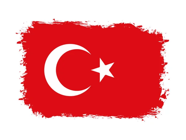 Bandeira Turquia Pincel Pintado Grunge Banner Ilustração Vetorial — Vetor de Stock