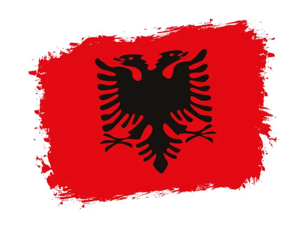 Flag Albania Brush Painted Grunge Banner Vector Illustration — Stock Vector