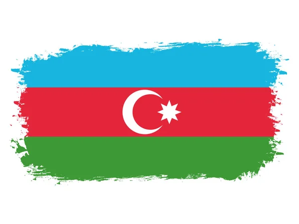 Флаг Азербайджана Раскрашенном Кистью Гранж Баннере Векторная Иллюстрация — стоковый вектор