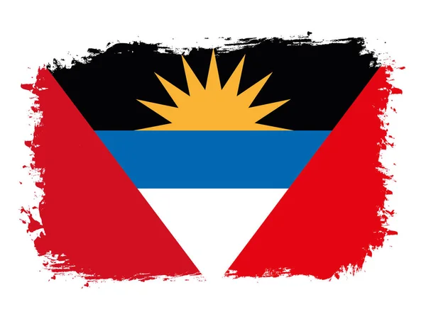 Flagge Von Antigua Und Barbuda Auf Pinselbemaltem Grunge Banner Vektorillustration — Stockvektor