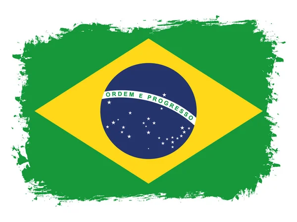 Bandeira Brasil Pincel Pintado Grunge Banner Ilustração Vetorial — Vetor de Stock