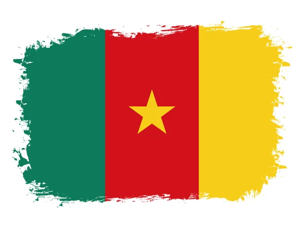 Bandeira Camarões Pincel Pintado Grunge Banner Ilustração Vetorial — Vetor de Stock