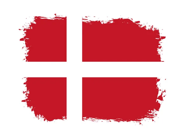 Flagge Dänemarks Auf Pinsel Gemaltes Grunge Banner Vektorillustration — Stockvektor
