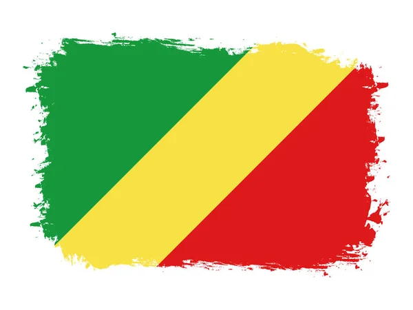 Bandeira Congo Pincel Pintado Grunge Banner Ilustração Vetorial — Vetor de Stock