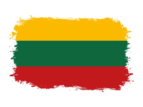 Drapeau Lituanie Sur Pinceau Peint Bannière Grunge Illustration Vectorielle — Image vectorielle