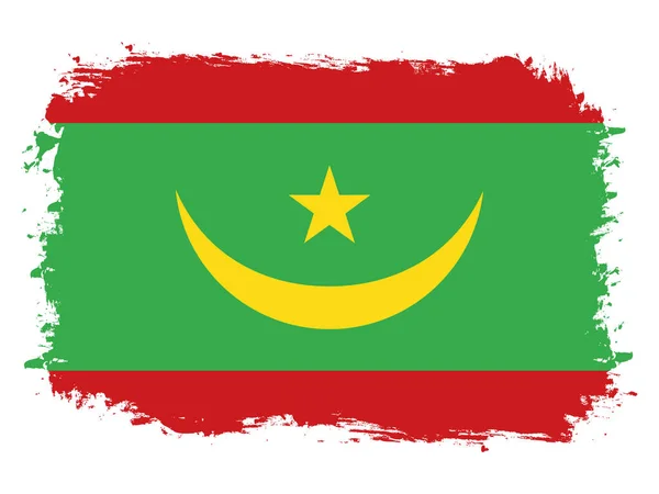 Flagge Mauretaniens Auf Pinsel Gemaltes Grunge Banner Vektorillustration — Stockvektor