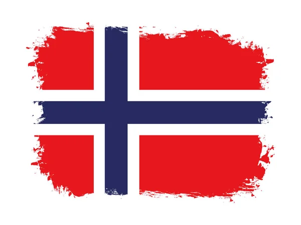 Σημαία Της Νορβηγίας Στο Βαμμένο Πινέλο Πανό Grunge Διανυσματική Απεικόνιση — Διανυσματικό Αρχείο