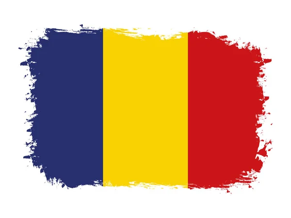 Bandera Rumania Pincel Pintado Bandera Grunge Ilustración Vectorial — Vector de stock