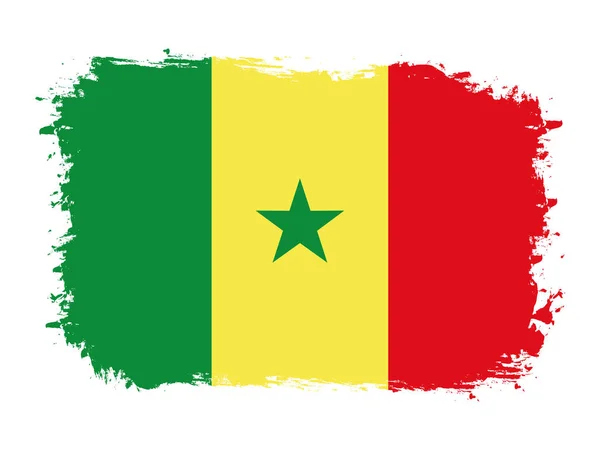 Прапор Сенегалу Пензля Розфарбований Гранж Векторний Малюнок — стоковий вектор