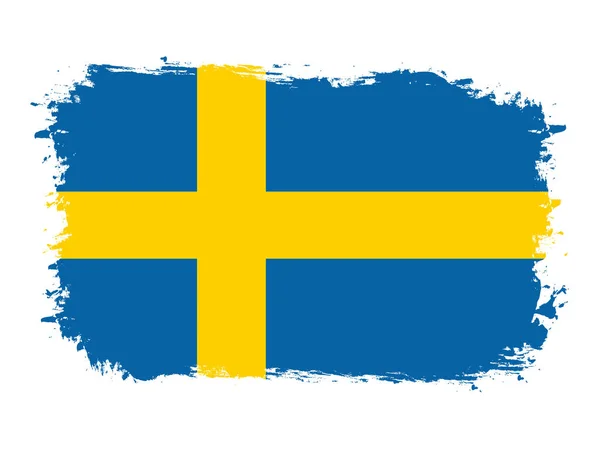 Bandera Suecia Pincel Pintado Bandera Grunge Ilustración Vectorial — Vector de stock