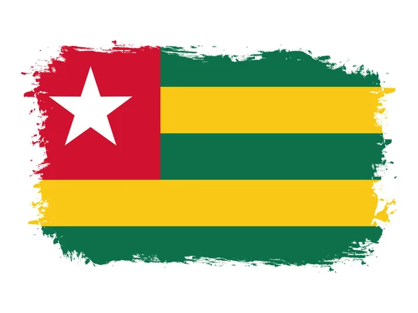 Flagge Von Togo Auf Pinsel Gemaltes Grunge Banner Vektorillustration — Stockvektor