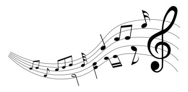 vektör sayfası müziği - beyaz arkaplanda müzik notaları