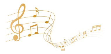 altın renkli vektör notaları - beyaz arkaplanda müzik notaları