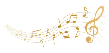 altın renkli vektör notaları - beyaz arkaplanda müzik notaları