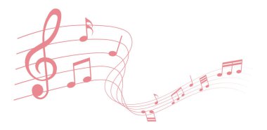 kırmızı renkli vektör notaları - beyaz arkaplanda müzik notaları