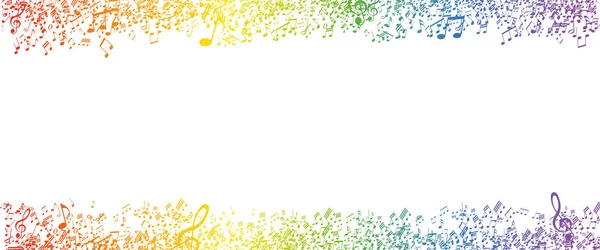 Spartito Vettoriale Colorato Arcobaleno Cornice Note Musicali Sfondo Trasparente — Vettoriale Stock