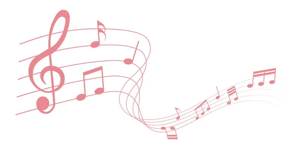 Rot Gefärbte Vektornoten Melodie Der Noten Auf Weißem Hintergrund — Stockvektor