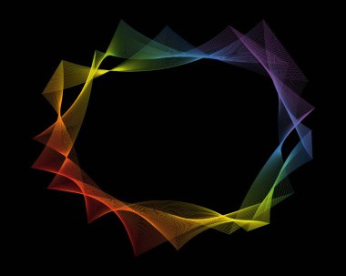 Soyut gökkuşağı vektörü çerçevesi beyaz arkaplanda dalga melodisi çizgileri