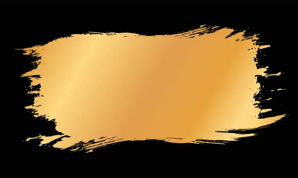 Escova Vetor Colorido Dourado Pintado Quadro Banner Fundo Escuro — Vetor de Stock