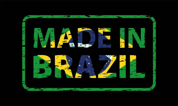 Made Bresil Illustration Vectorielle Couleur Drapeau Brésil Bannière Timbre — Image vectorielle