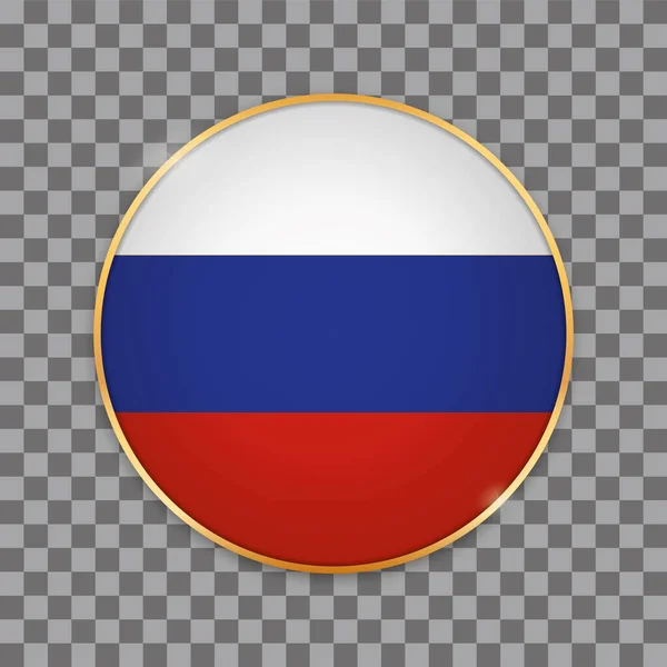 Векторная Иллюстрация Баннера Круглой Кнопки Флагом России — стоковый вектор
