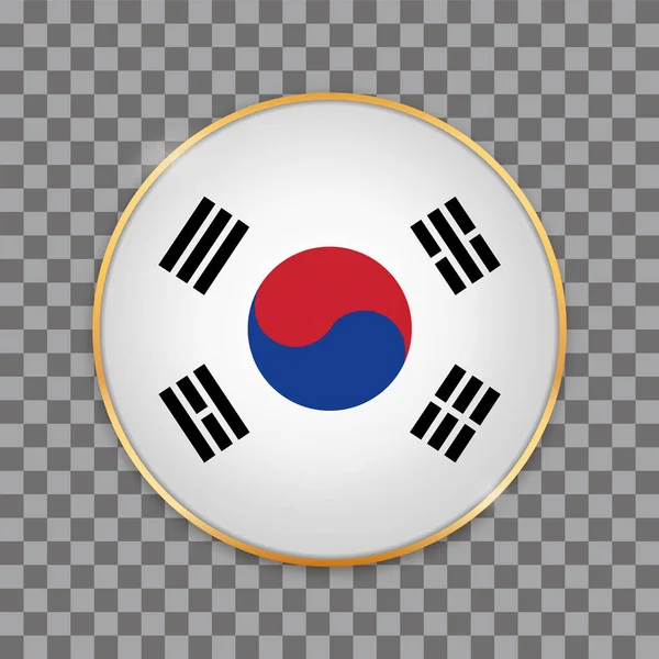 韓国国旗の丸ボタンバナーのベクトルイラスト — ストックベクタ