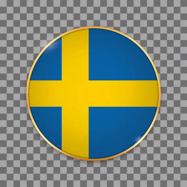 Vektor Illusztráció Kerek Gomb Banner Ország Zászló Svédország — Stock Vector