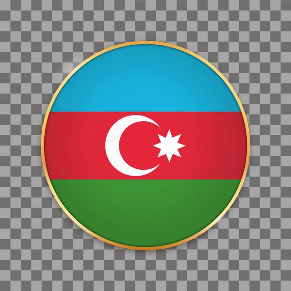 Векторная Иллюстрация Флага Азербайджана Круглой Кнопкой — стоковый вектор