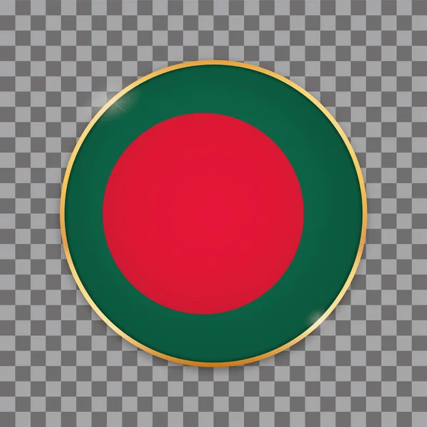 Векторная Иллюстрация Флага Бангладеш Круглой Кнопкой — стоковый вектор
