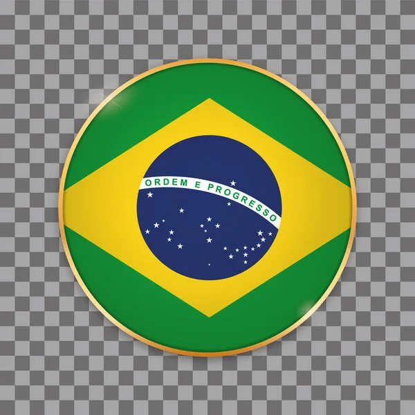 带有巴西国旗的圆形按钮横幅的矢量说明 — 图库矢量图片