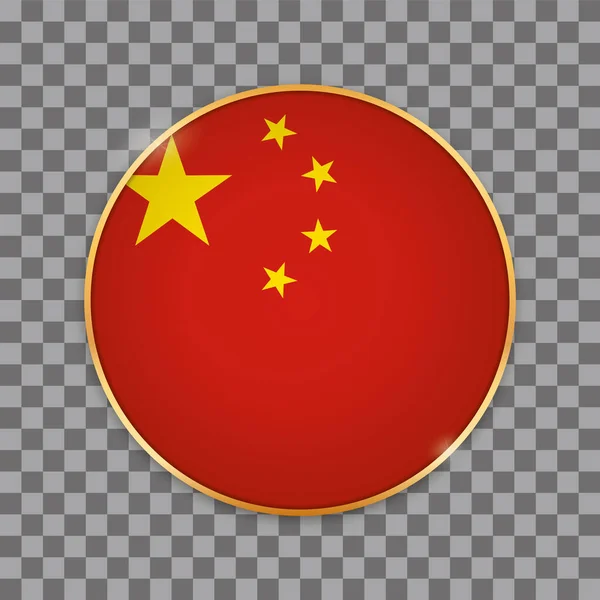 Illustration Vectorielle Bannière Bouton Rond Avec Drapeau Pays Chine — Image vectorielle