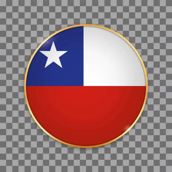 Wektor Ilustracja Okrągły Przycisk Sztandar Flagą Kraju Chile — Wektor stockowy