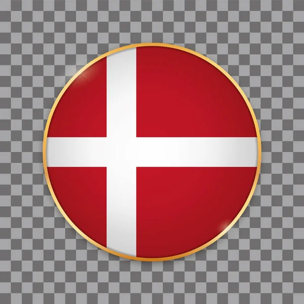 Vektor Illustration Rund Knapp Banner Med Land Flagga Danmark — Stock vektor