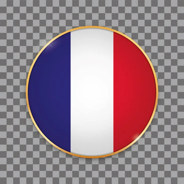 Vektor Illustration Rund Knapp Banner Med Land Flagga Frankrike — Stock vektor