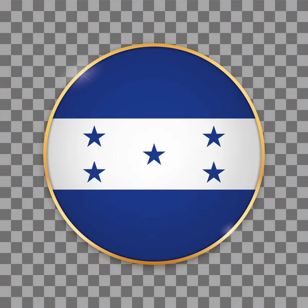 Wektor Ilustracja Okrągły Przycisk Sztandar Flagą Kraju Honduras — Wektor stockowy
